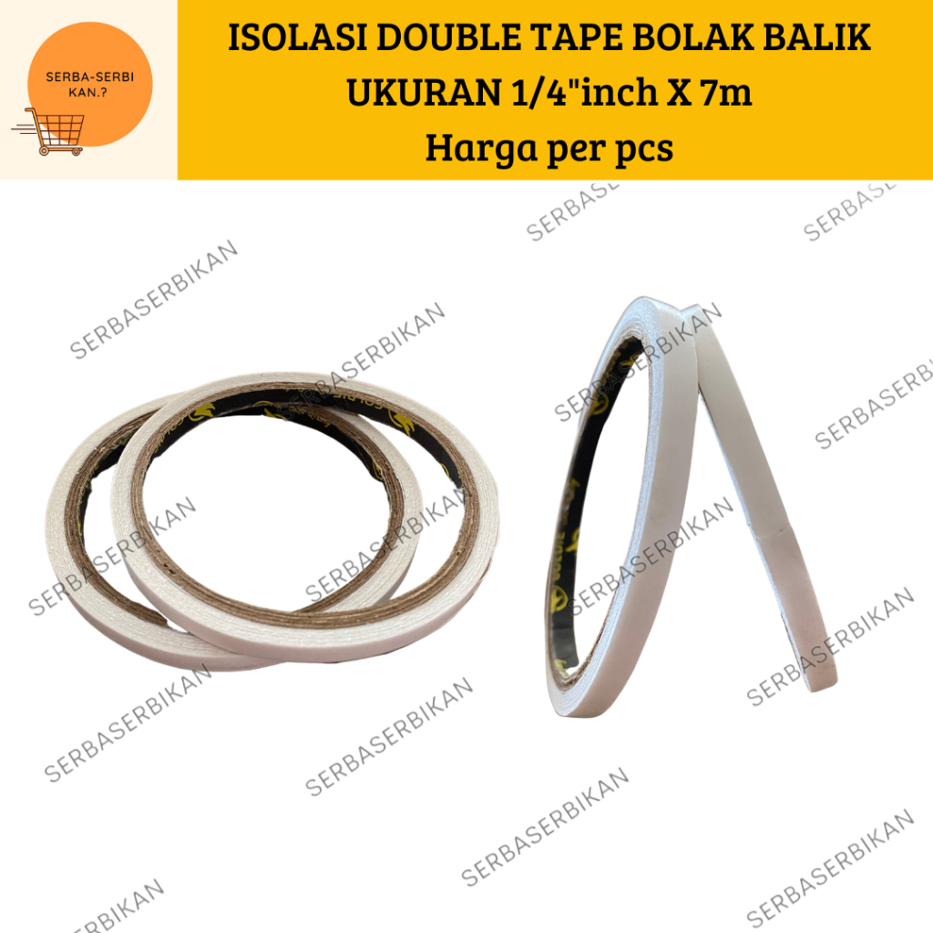 

DOUBLE TAPE ISOLASI BOLAK BALIK UKURAN 1/4" x 7m