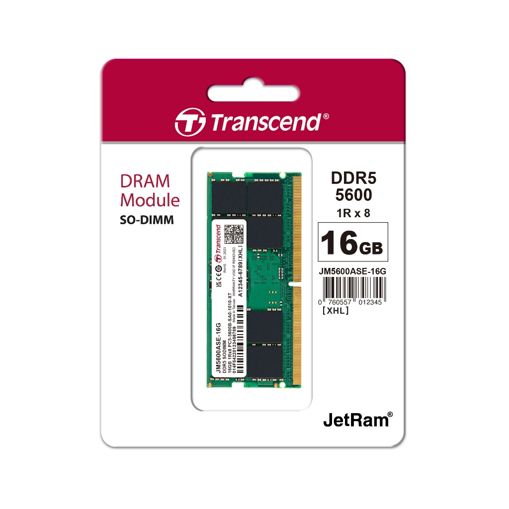 Transcend DDR5 16GB 5600MHz Sodimm - RAM Laptop (JM5600ASE-16G)