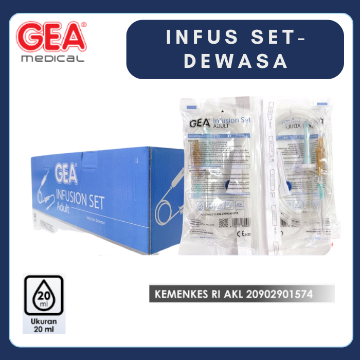 Infus Set Dewasa GEA Selang Infus Dewasa Infusion Set Adult PerBox isi 50pcs Infus GEA