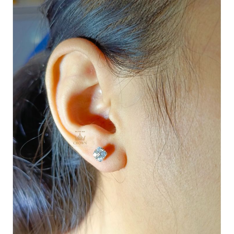 anting silver 925 model anting desy permata bulat bulat
