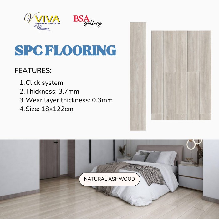 LANTAI SPC VIVA NATURAL ASHWOOD 5MM / VINYL SPC FLOOR CLICK SYSTEM