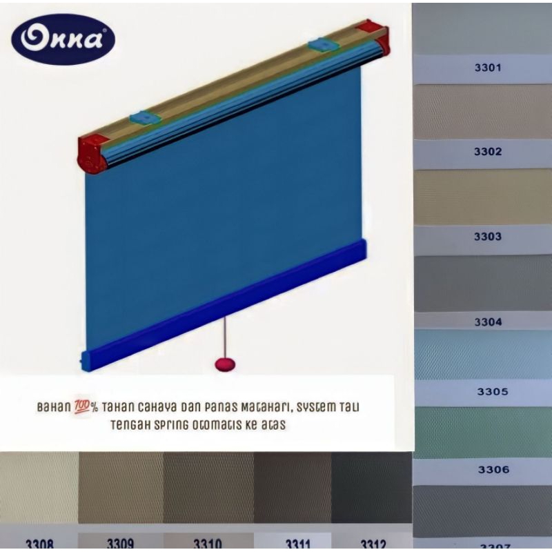 Onna/Roller blind/Otomatis ke atas/Tali tengah/