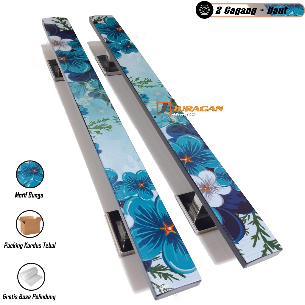 Handle Pintu Aesthetic Motif Bunga 60 cm Gagang Pintu 2 Daun Minimalis Sepasang Pull Handle Tarik