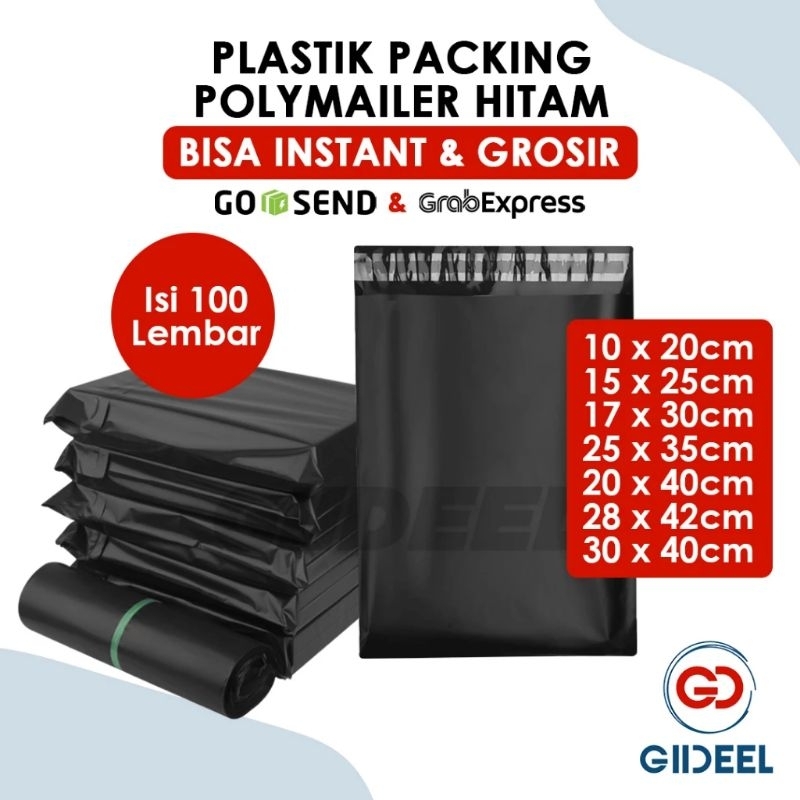 

[ POLYMAILER ] Kantong Plastik Packing Olshop Kurir Hitam Ekonomis 100pcs