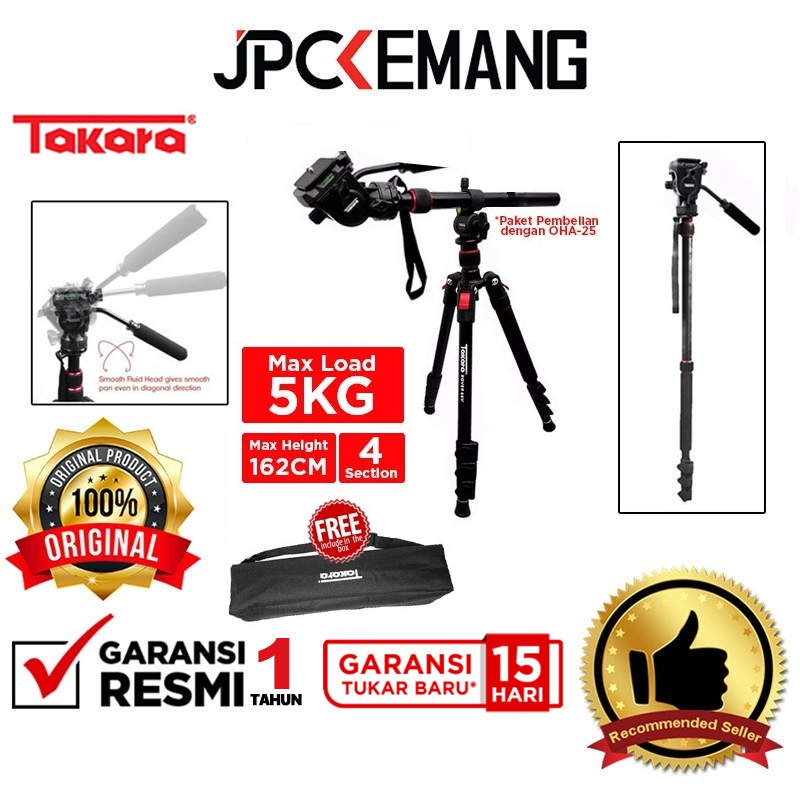 Takara Rover 66V Tripod Video Kamera Rover 66 V Fluid Pan Head Garansi Resmi