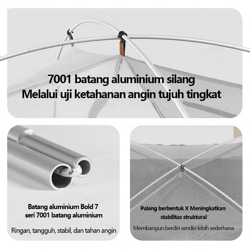 Naturehike Tenda Camping 2/3 Orang , Double Layer Dome Outdoor Tenda Gunung , Luar Ruangan Sangat