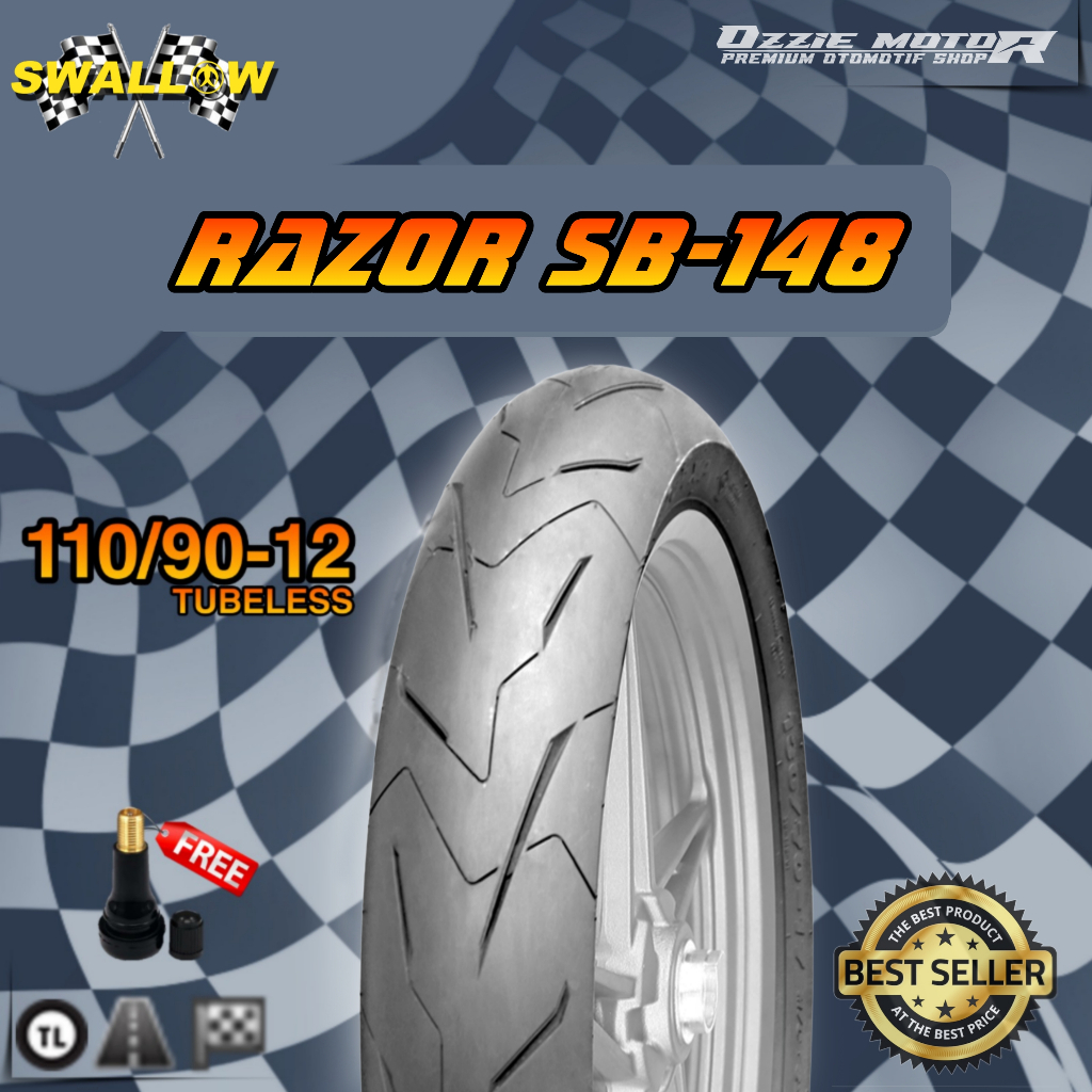 SWALLOW RAZOR SB-148 BAN TUBELESS RACING PRO SERIES RING 12 UKURAN 100/90-12 | 110/90-12 BAN MATIC F