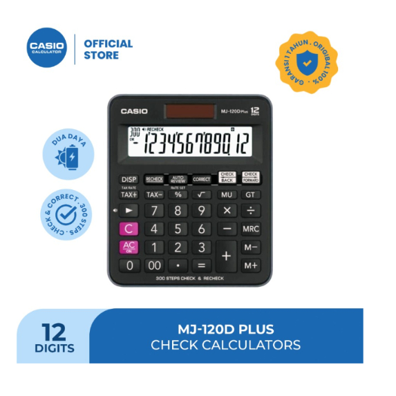 

Calculator Dagang Casio MJ-120D Plus Recheck 12 digits
