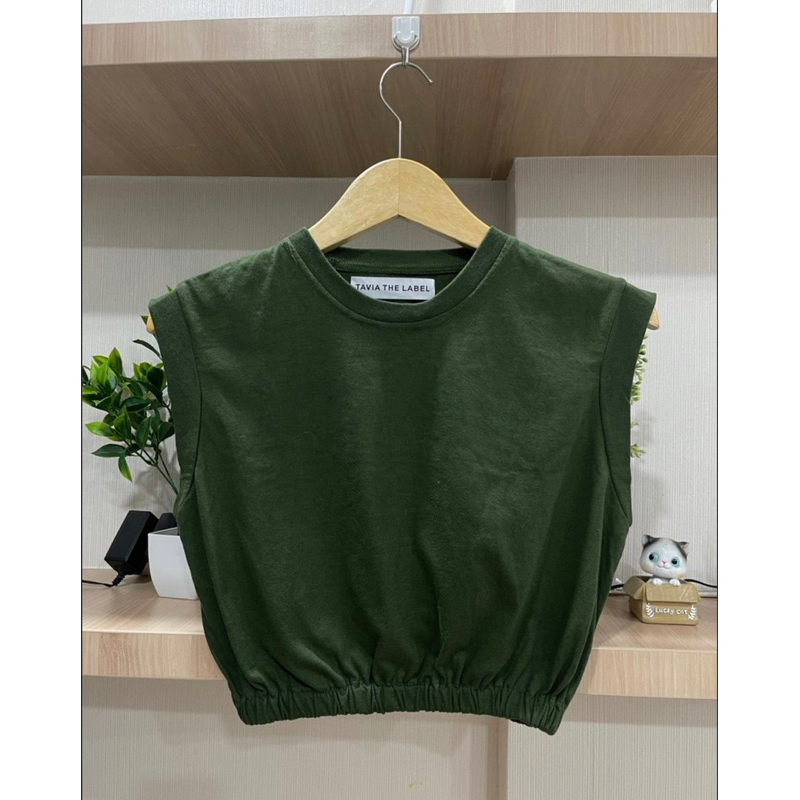 Atasan crop karet TAVIA THE LABEL army baju wanita