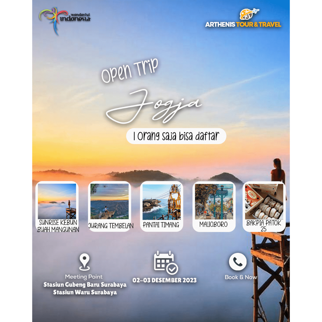 OPEN TRIP JOGJA PANTAI TIMANG START SURABAYA 02-03 DESEMBER 2023