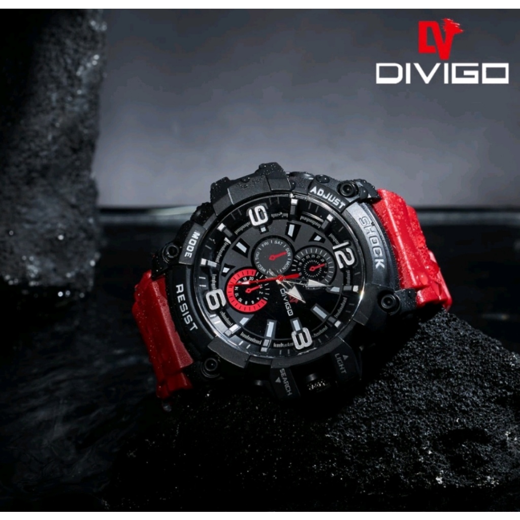 Jam Tangan Pria Divigo Analog Sport Strab Rubber Tahan Air / Jam Tangan Cowok
