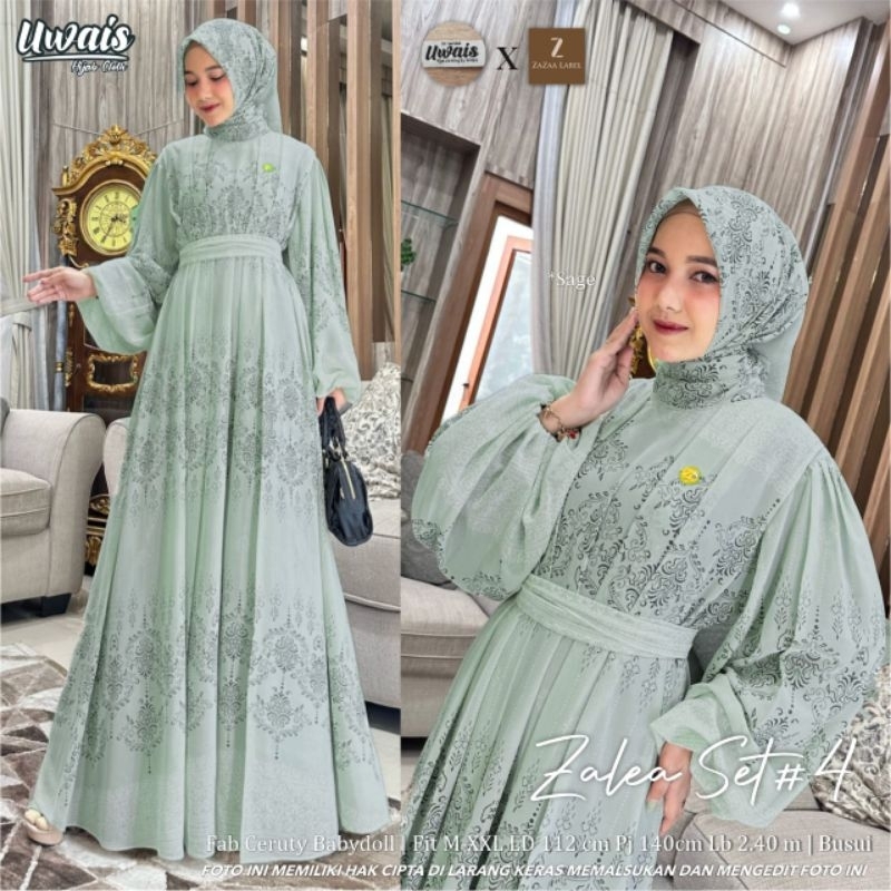 Zalea Set Gamis dan Jilbab ORI UWAIS