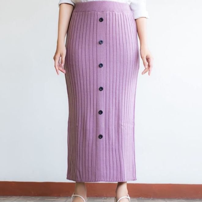ROK SPAN RAJUT KANCING / ROK SPAN KANCING RAJUT / ROK PANJANG WANITA / MAXI SKIRT SEMI JUMBO