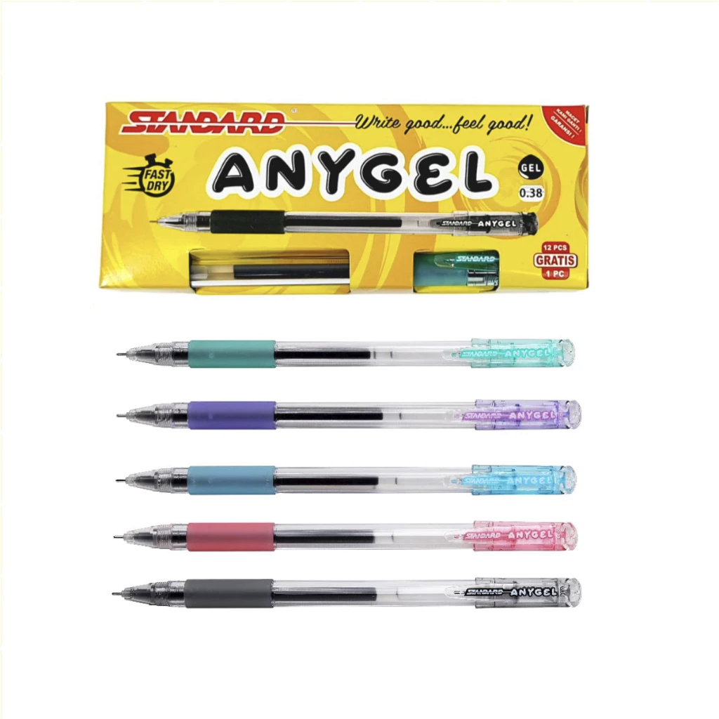 

1 LSN/ 12 PCS Standard Pen - Any Gel 0.38 - Gel (Pulpen, Pena, Ballpoint, Alat Tulis)
