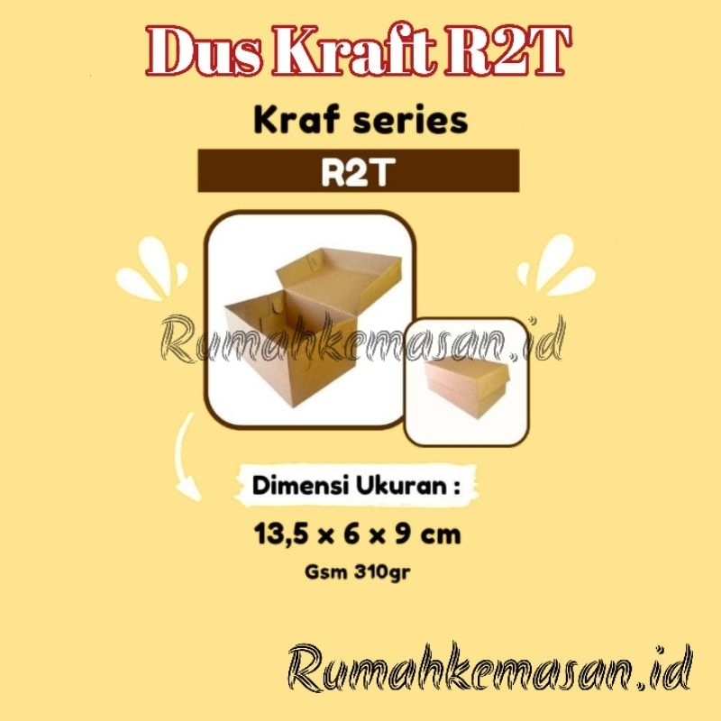 

Dus Kotak kue Kraft R2T 13.5 X 8.5 X 6 CM / Dos kue Kraft coklat R2T untuk 2 kue