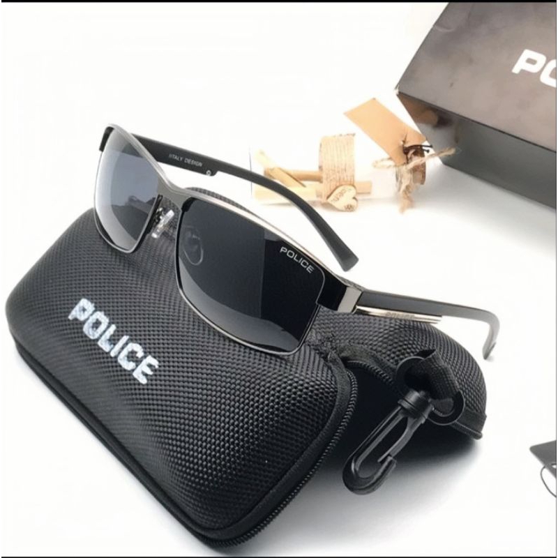 Kacamata Hitam Pria Police P24 Polarized Anti UV Grade Original