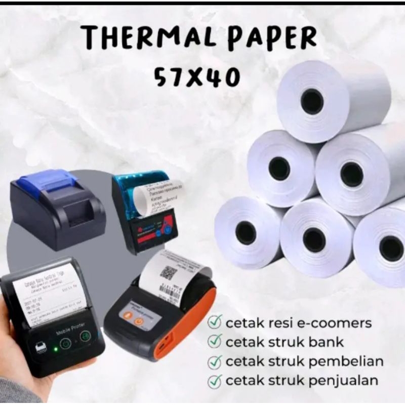 

Kertas Thermal Struk EDC 58/57 x 40mm Termurah