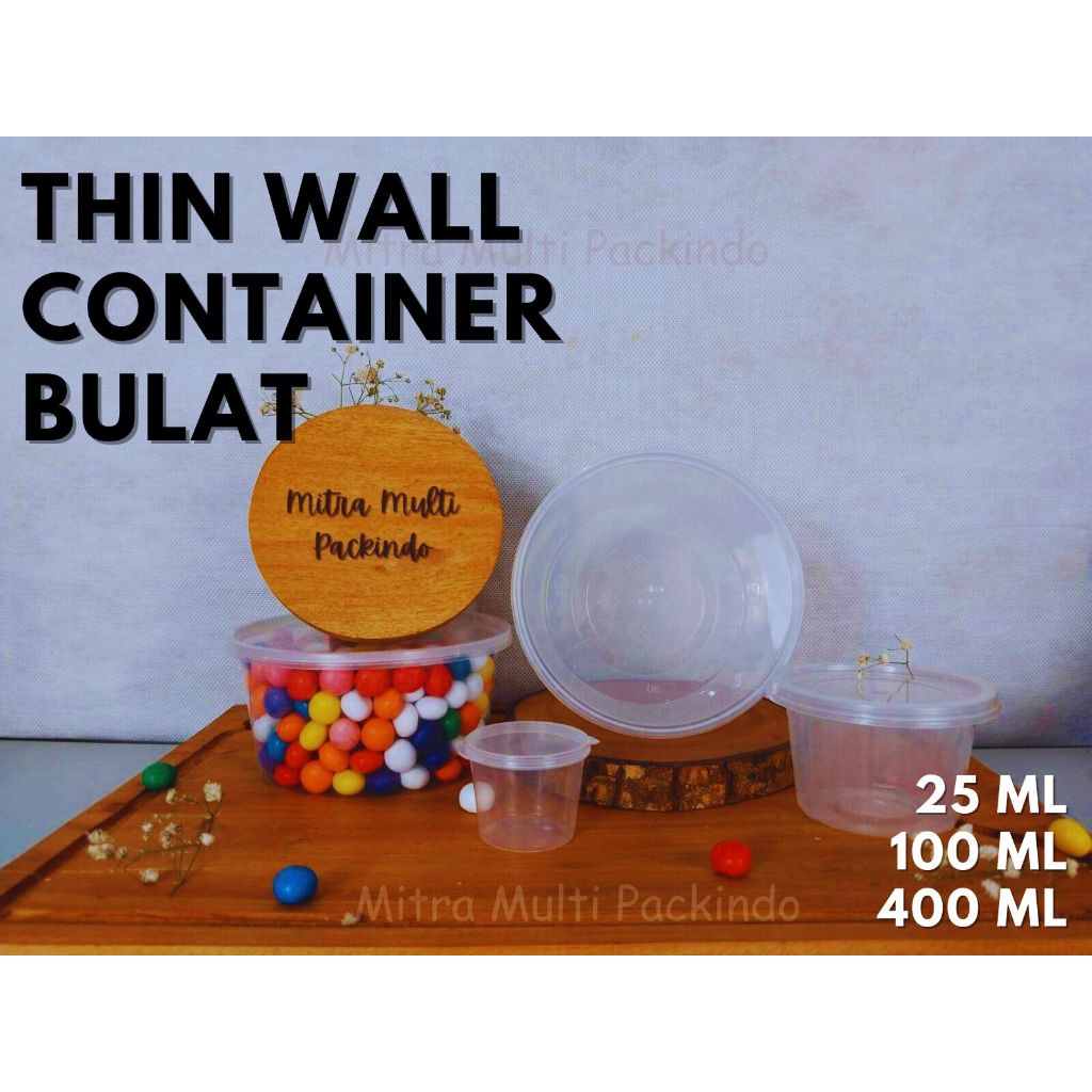 Thinwall Bulat 400 ml Cup Puding/Salad Buah/Mangkok Plastik/Wadah Makanan Plastik Murah