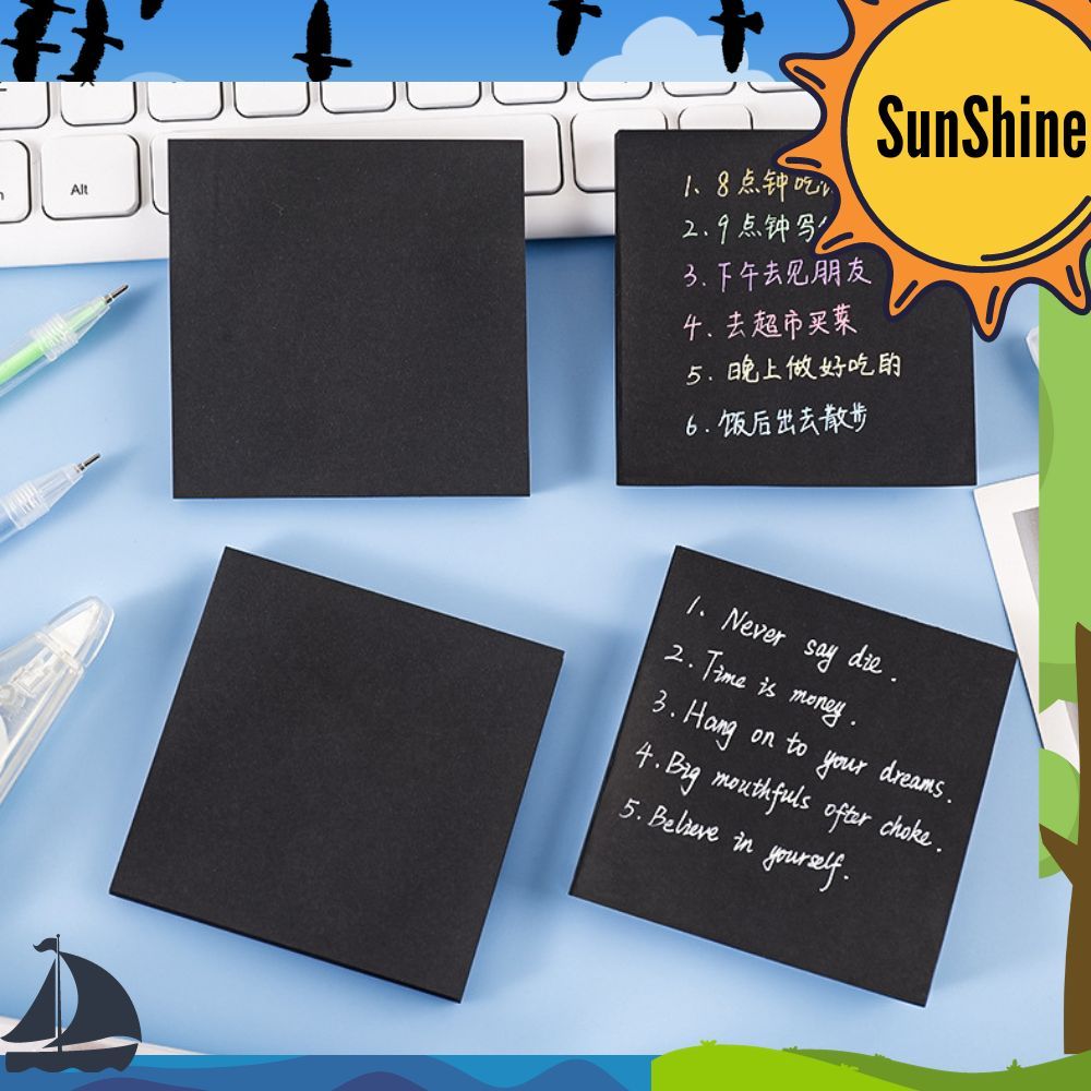 

✨ Sunshine Fancy✨ 50 Pcs Sticky Note / Kertas Memo Full Black AT0127