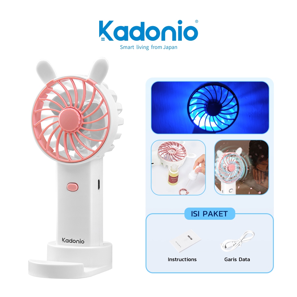 KADONIO Kipas Angin Mini Portable USB Cas Karakter Dapat Digunakan Sebagai Dudukan Ponsel KL-FN20-WP21 Upgrade-3Speed