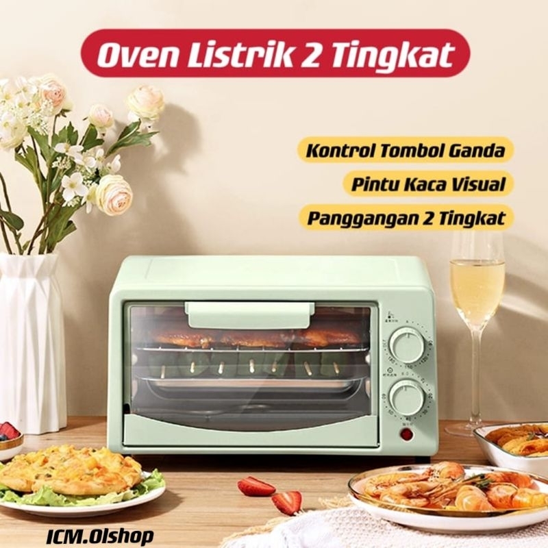 Oven Listrik Mini Microwave 12L Multifungsi/Oven Listrik low Watt ⭐ICM⭐