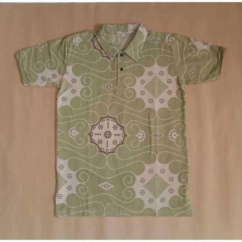 Polo Batik Motif Geometri (Hijau)