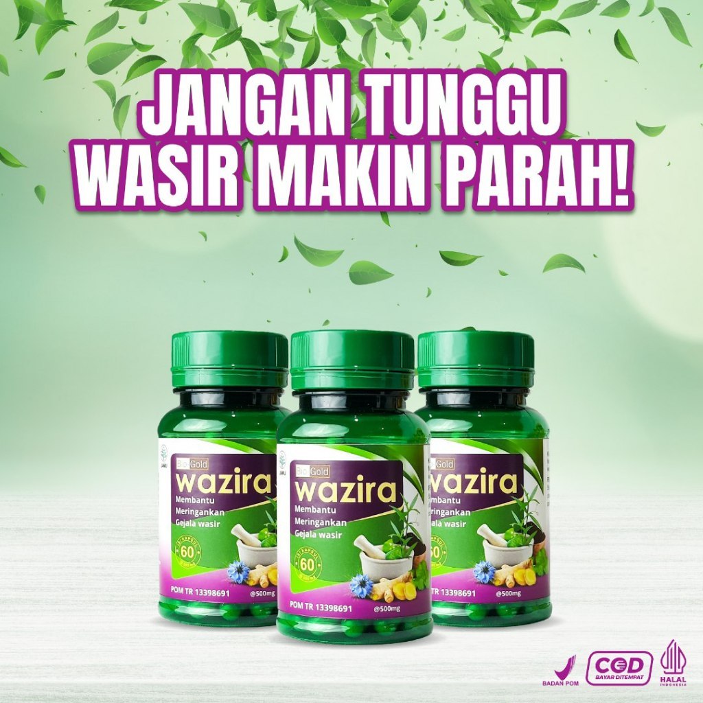[Paket 3 Botol] Kapsul Wazira Obat Herbal Wasir Ambeyen Meringankan Gejala Ambeien BPOM