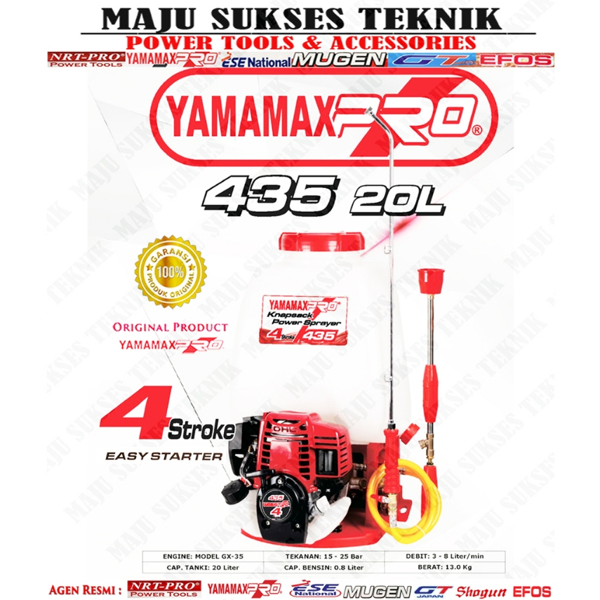 YAMAMAX PRO 435 Mesin Knapsack Power Sprayer 4Tak 20L Mesin Semprot Hama 4 Tak 20 L 20Liter