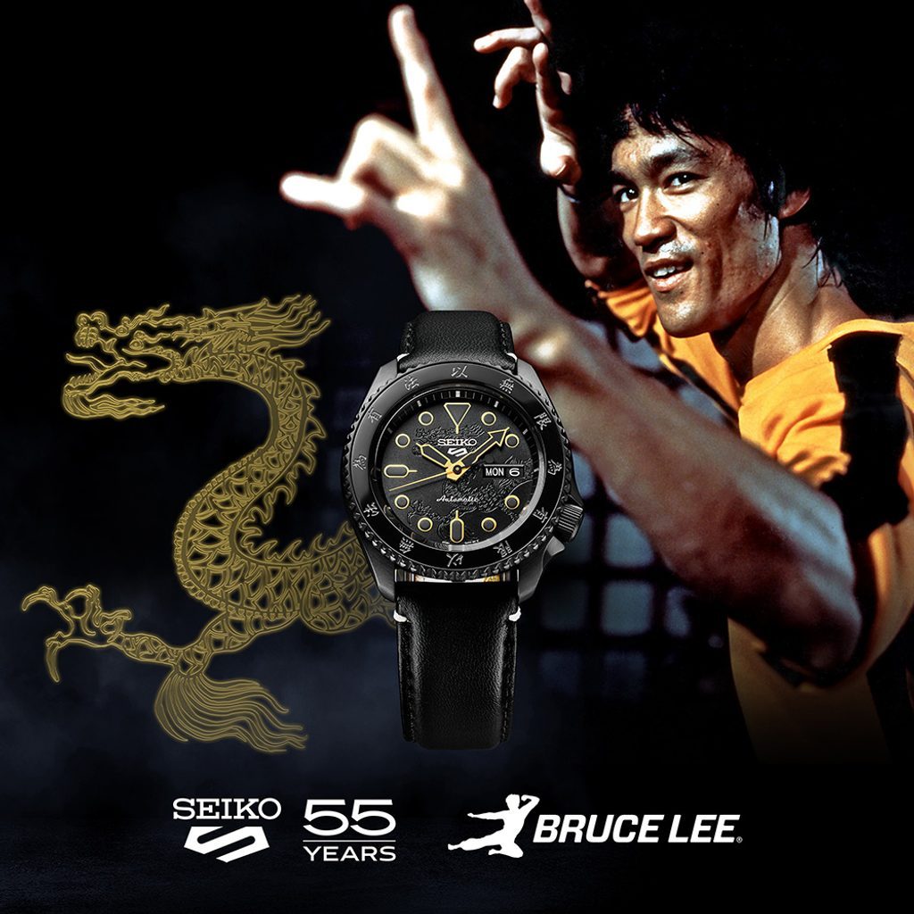 Seiko 5 Sports SRPK39K1 55th Anniversary Bruce Lee Leather Strap Limited Edition + Extra Strap