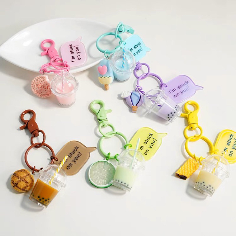 gantungan kunci aesthetic minuman boba lucu murah gantungan tas