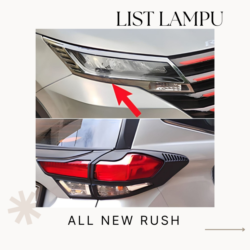 ALL NEW RUSH TERIOS 2018-2023 AKSESORIS COVER GARNISH LAMPU DEPAN BELAKANG HEADLAMP STOPLAMP