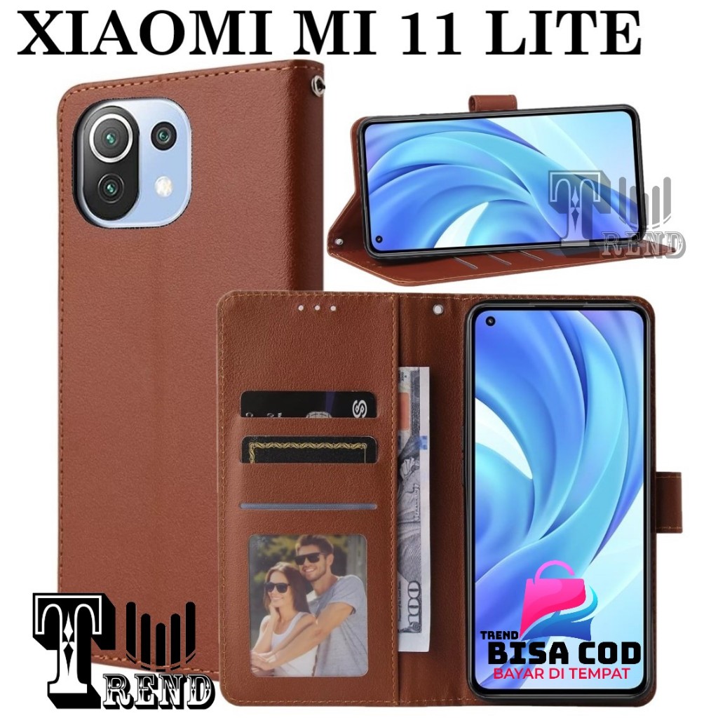 LEATHER CASE FLIP XIAOMI MI 11 LITE- FLIP CASE KULIT UNTUK XIAOMI MI 11 LITE