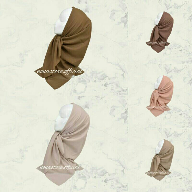 NONA HIJAB VOAL PARIS PREMIUM POLOS SEGIEMPAT WARNA COGHAT NUDE LATE BROWNIS TAUPE BROWN NUDE LATE C