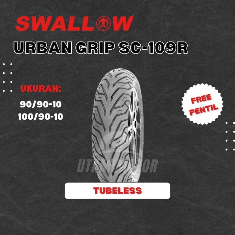 BAN MOTOR SWALLOW URBAN GRIP SC 109R RING 10 90/90-10 100/90-10 TUBELESS