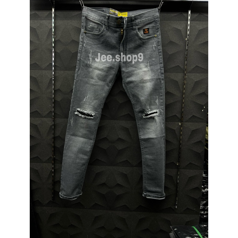 CELANA JEANS PANJANG SOBEK ABU PRIA/CELANA JEANS PANJANG SOBEK SOBEK PRIA