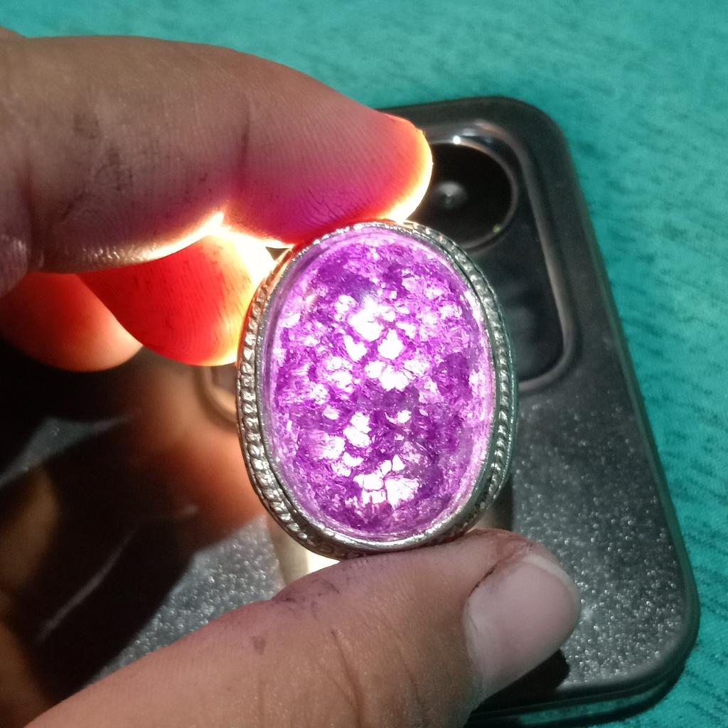 Cincin Batu Akik Kecubung Ungu Pecah Seribu Original
