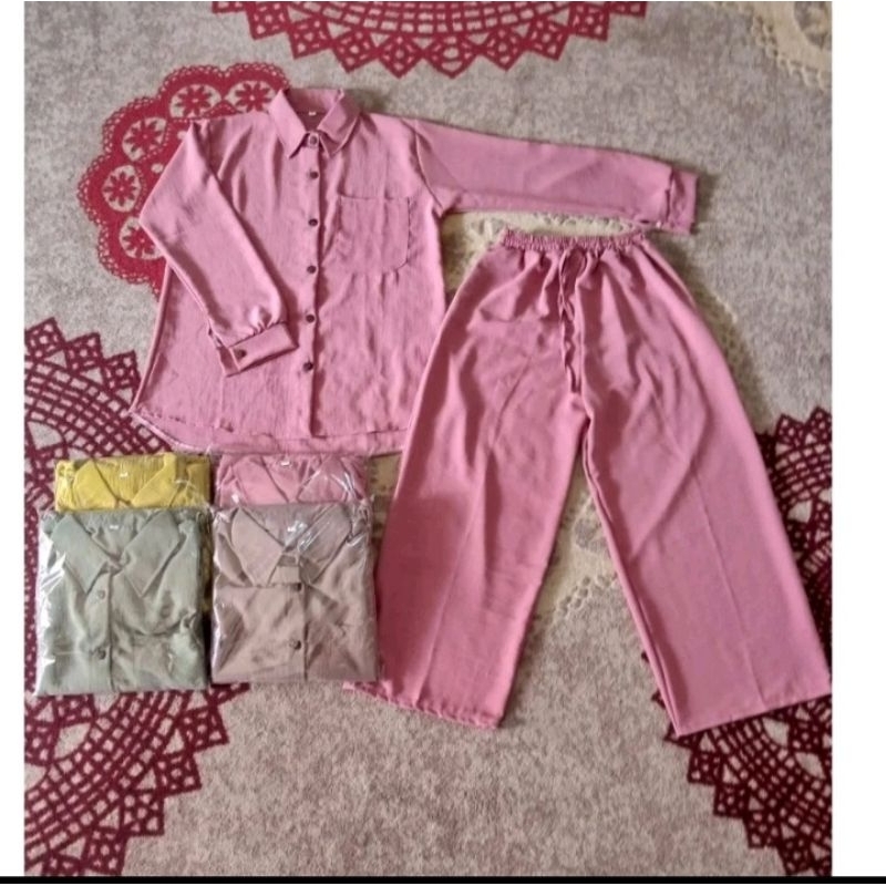 baju setelan dewasa bahan crinkle