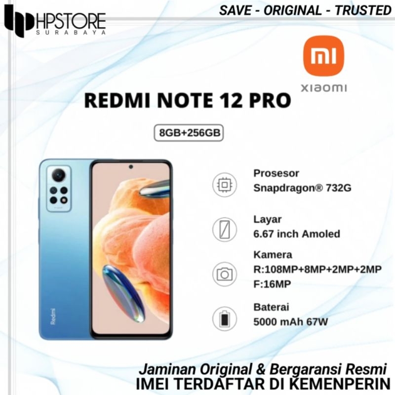 XIAOMI REDMI NOTE 12 PRO 4G SERIES RAM 8/256GB,NEW 100% ORIGINAL BERGARANSI RESMI