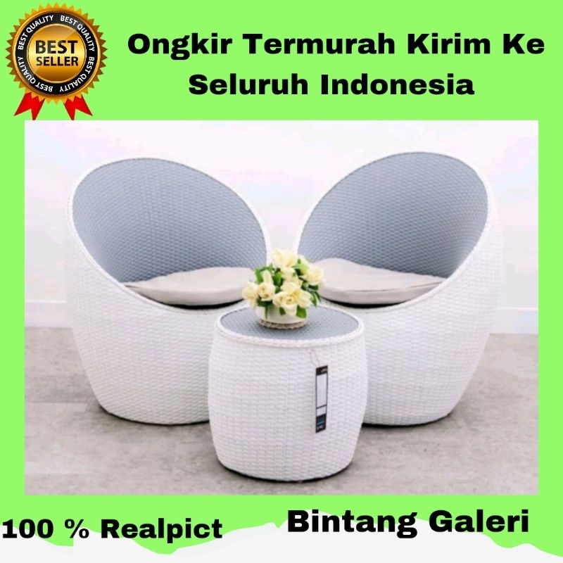 Kursi Teras 1 Set Gentong Rotan Sintetis Kursi Teras Minimalis Murah