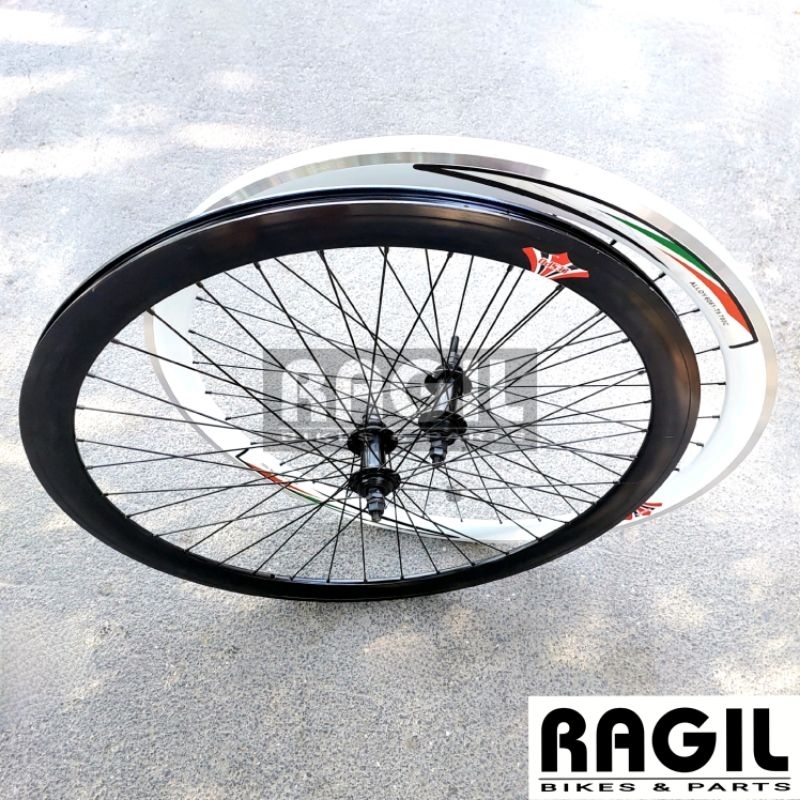 WHEELSET SEPEDA 700C LESPO 4 CM VELG RIM RIMS HUB FREEHUB JARI JARI FIXIE BALAP ROAD BIKE 700 C LUBA