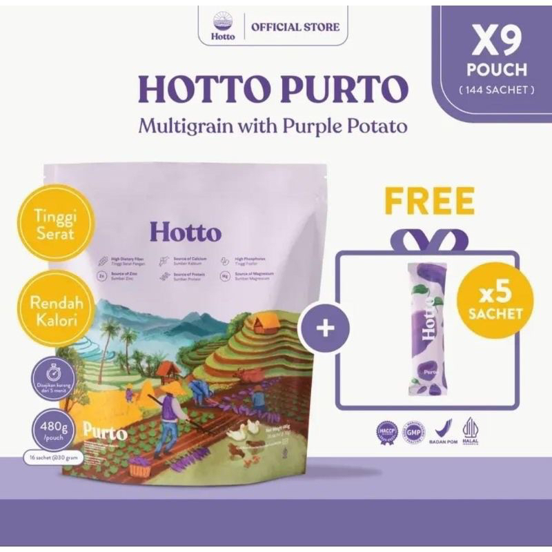 

Hotto Purto Superfood Multigrain dengan Ubi Ungu - 9 Pouch (144 Sachet)