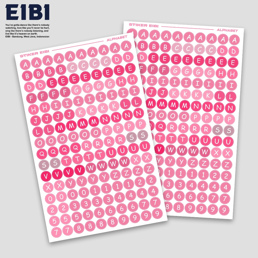 

Eibibook Sticker Kiss Cut Alphabet Huruf Angka Pink