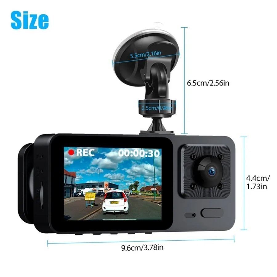 MH - KAMERA MOBIL 3 KAMERA FULL HD LAYAR 2IN DVR MOBIL DASHCAM S103