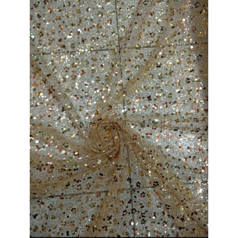 bahan tille spanggkel mutiara payet terbaru/tillefull mutiara bahan kain kebaya cod