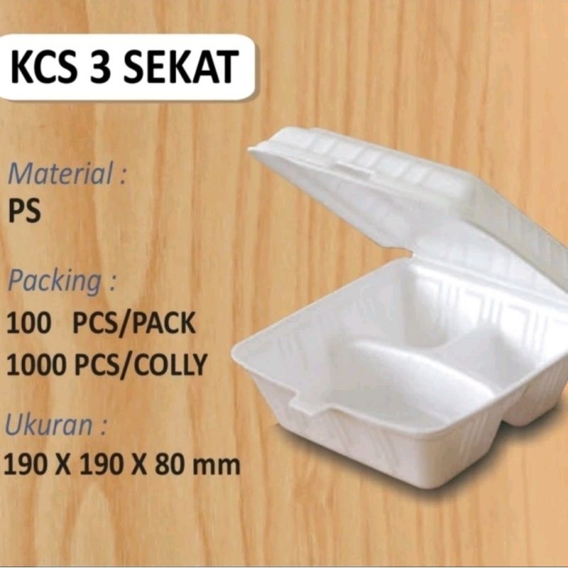 (Khusus Instant & Sameday) Foam KCS 3 Sekat - Sterofoam Sekat Box Nasi