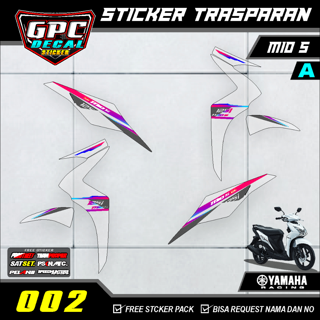 STRIPING TRANSPARAN UV YAMAHA MIO S DESAIN MINIMALIS GPC DECAL 002