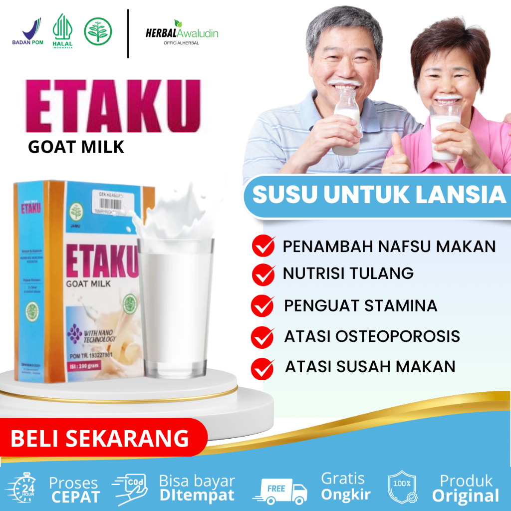 

Susu Penambah Nafsu Makan Lansia, Vitamin Untuk Lansia, Susu Untuk Nafsu Makan Kurang, Obat Lansia Susah Makan, Susu Untuk Menjaga Kesehatan Pada Lansia, Susu Nutrisi Tulang Sendi Dan Otot Dengan Susu Walatra Etaku 100% Original Asli