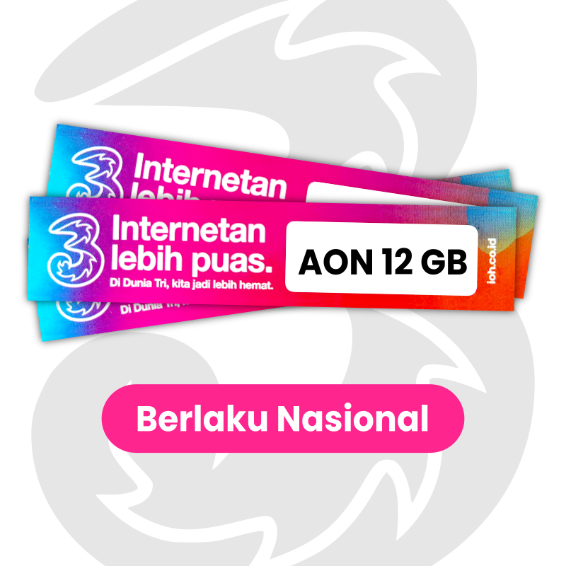 Voucher Kuota Tri AON 12 GB Nasional - Voucher Three