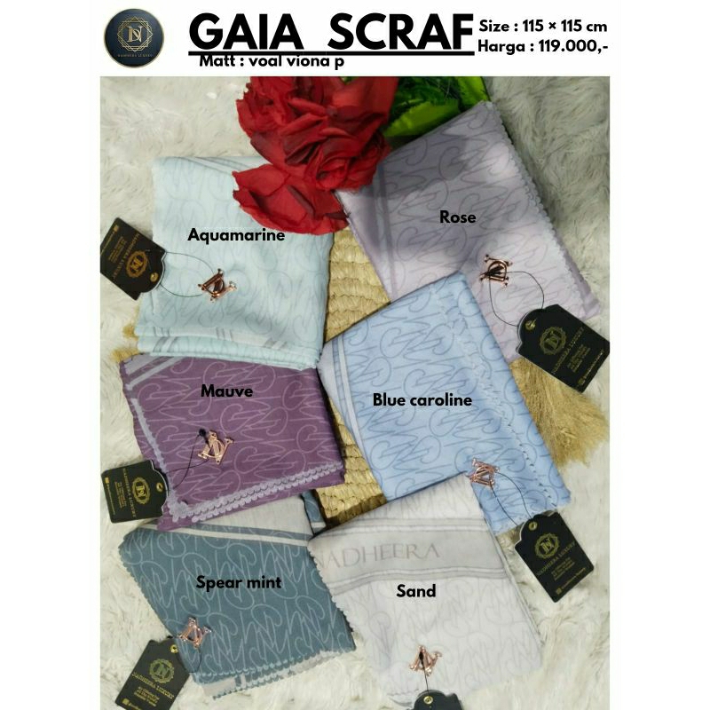 gaia scraf //hijab segi empat Nadheera//by Nadheera luxury//