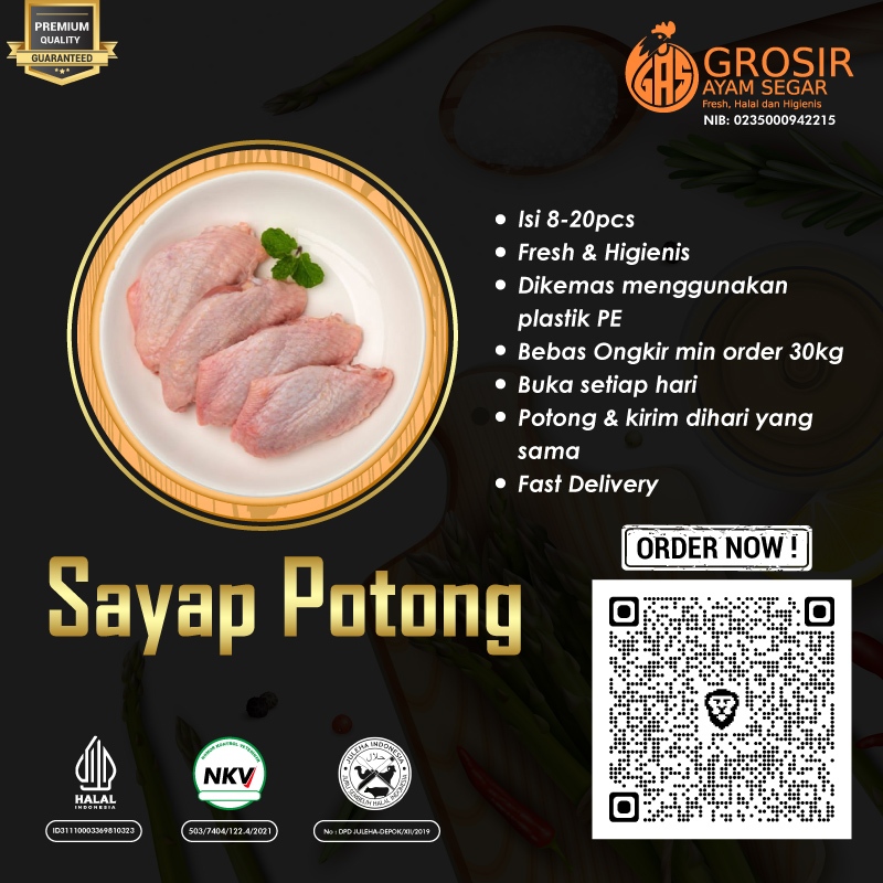 

Sayap Ayam Segar Potong Dua 1Kg